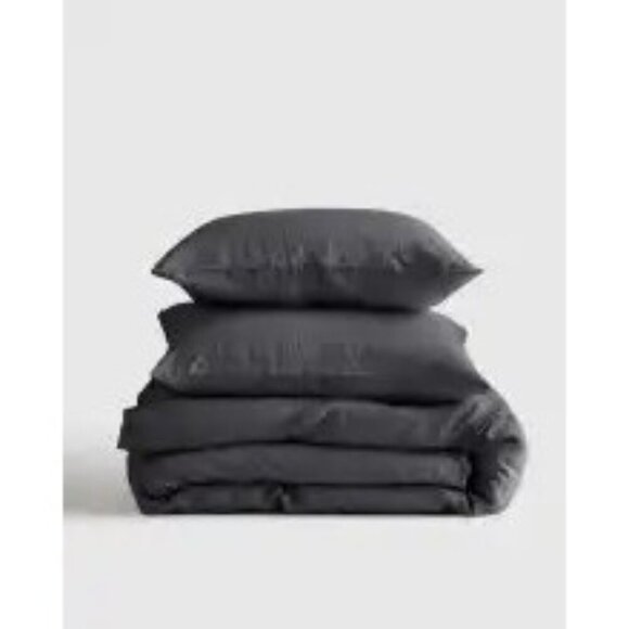 Quince European 100% Linen Duvet Cover 3PC Set Charcoal King/Cal King -NEW- - Picture 6 of 7